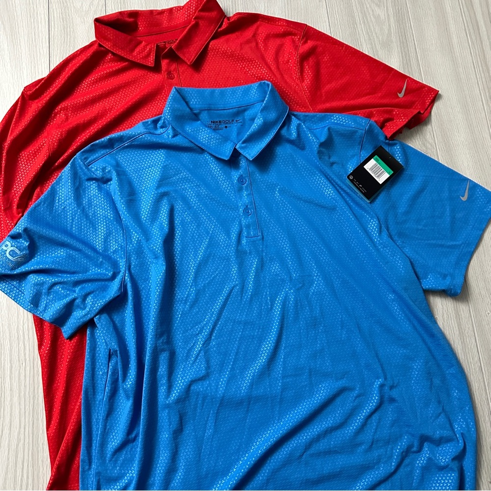 Lot Of 2 Nike Golf Dri‎ Fit Xl Polos Red And Blue One NWT Other EUC Performance